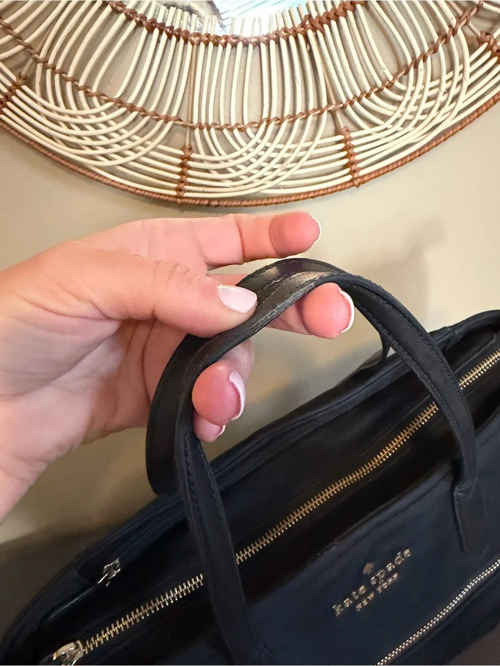 kate spade Black Nylon Chelsea Satchel with Gold Hardware